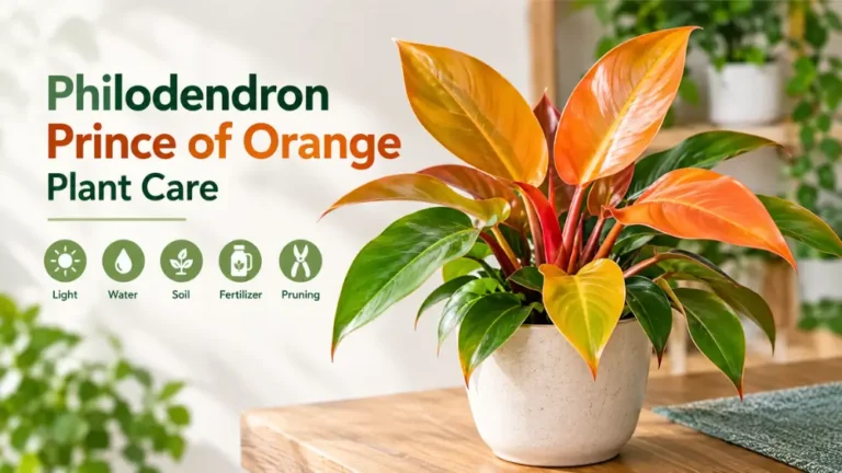 Philodendron Prince of Orange plant with vibrant orange, copper, and green leaves
